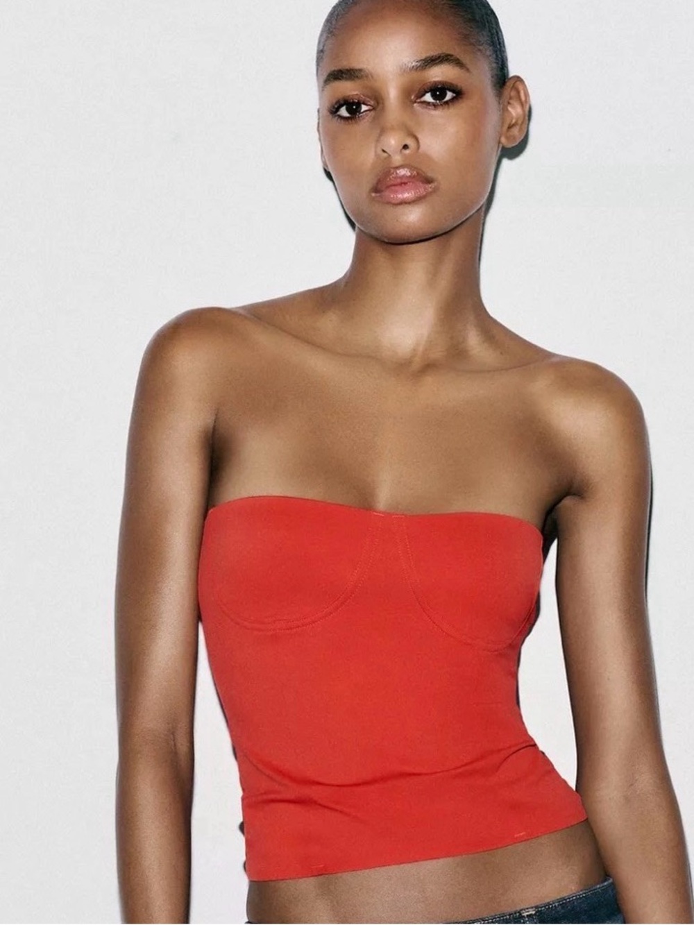 Zara POLYAMIDE BANDEAU TOP